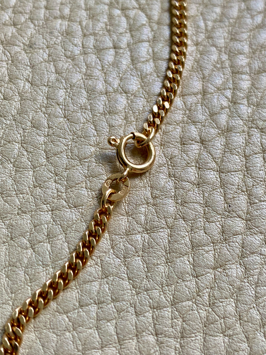 Vintage Swedish 18k gold curb link necklace - 16.25 inch length