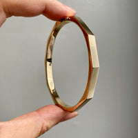 WOW!! 10 Sided Danish Geometric Hinged Bangle in 14k Yellow Gold - Midcentury era - by Bernhard Hertz - 7 inch