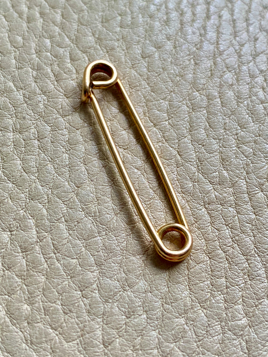 Vintage 14k gold rod safety pin brooch or chain extender