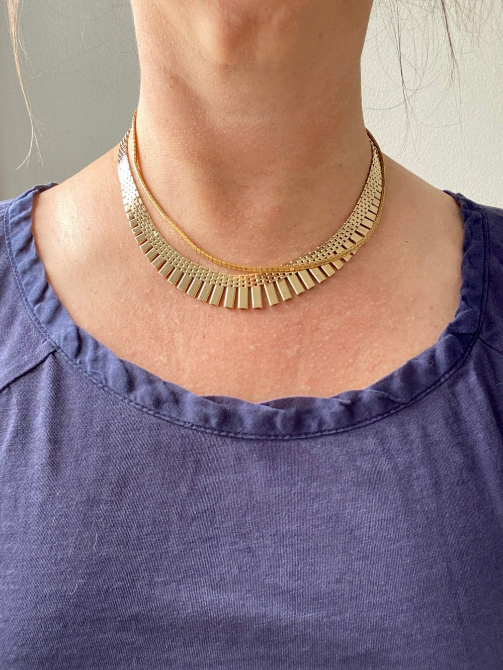 Vintage Omega Link Necklace in 18k Gold- Made in Trissino Italy, 1960s/1970s era - 16.5 inch length