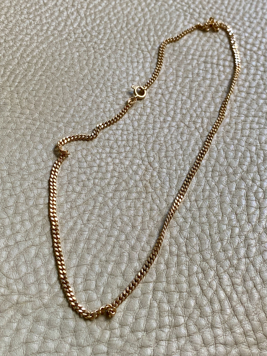 Vintage Swedish 18k gold curb link necklace - 16.25 inch length