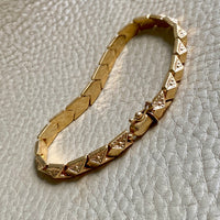 Chevron Pyramid Link Bracelet in 18k Gold - Vintage Italian - 7.5 inch length