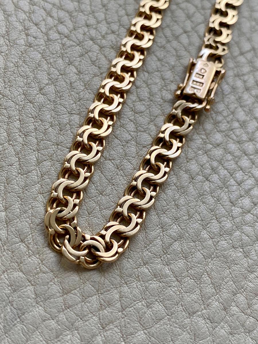 1954 Double link solid 18k gold bracelet by Rolf Miler- 7.6 inch length