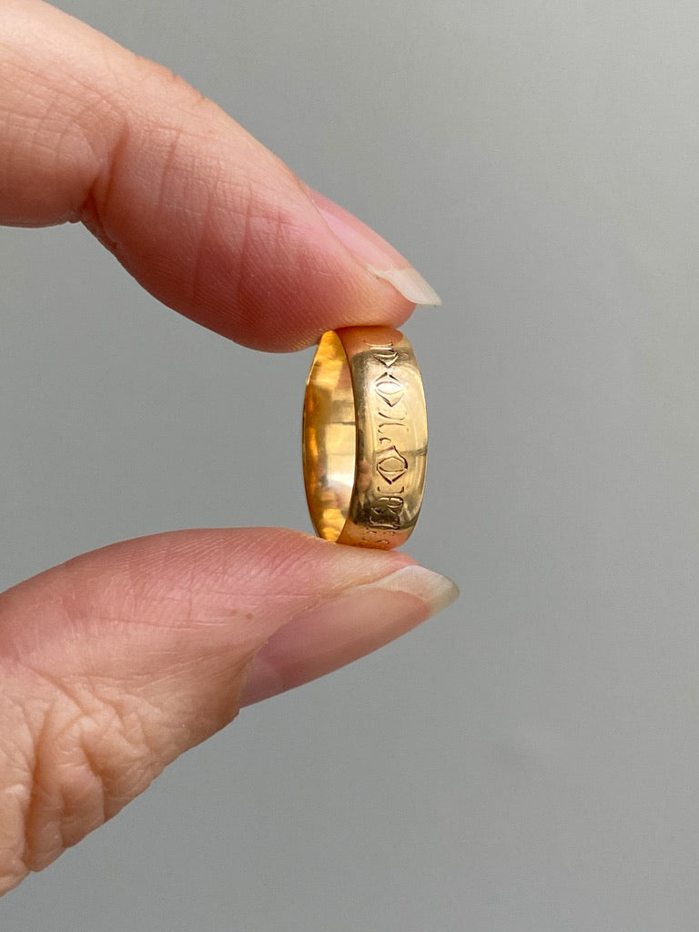 Vintage Engraved 14k Gold Band Ring Circa 1900-1950 - Size 5.25