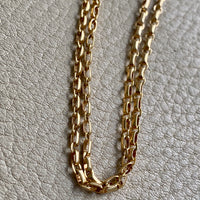 Antique 18k gold Double Strand Skinny Elongated Chain - Longuard Chain with Swivel Dog Clip - 20.25 inch length