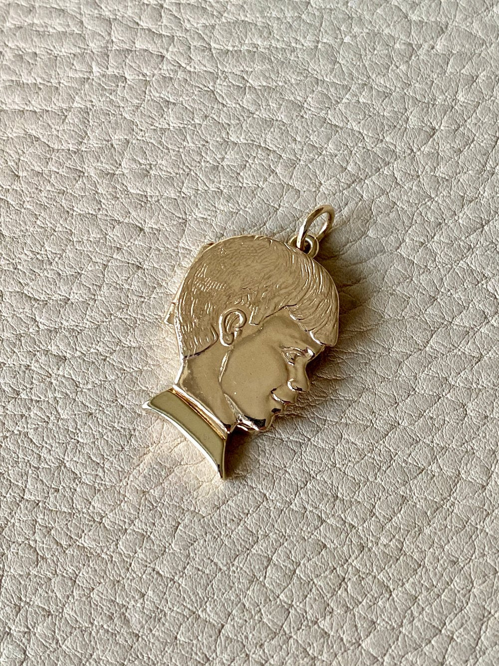 Vintage 14k Gold Large Empty Boy Head Locket Pendant