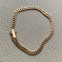 1957 Vintage Pressed Curb Link Bracelet in 18k Gold - 7.25 inch length