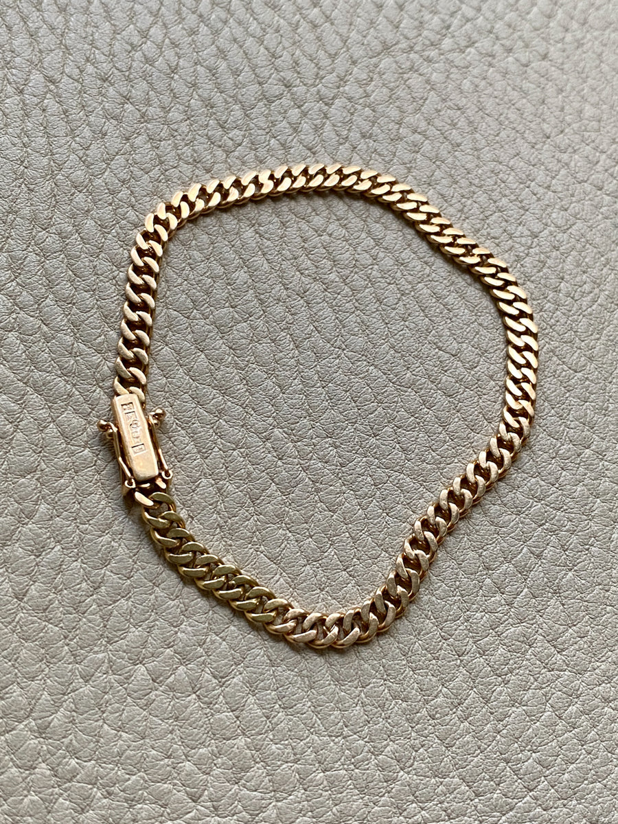 1957 Vintage Pressed Curb Link Bracelet in 18k Gold - 7.25 inch length