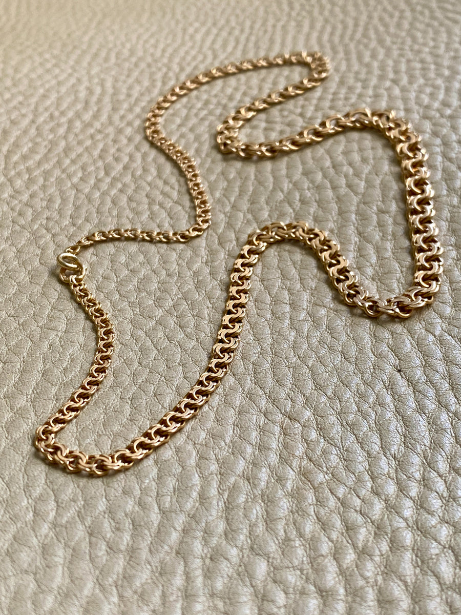 Vintage 1950s Double-link necklace - Solid 18k gold - 18 inch length