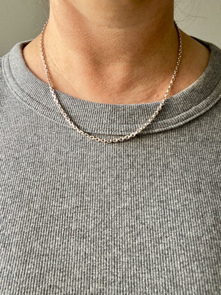 2.7mm Sterling Silver Danish Biker Chain Necklace - 18 inch length