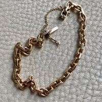 Early 1900s Era Biker Link Bracelet in 14k Gold by Bernhard Hertz - 7.5 inch length