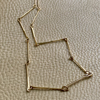 Half-twist gold bar link necklace - 14k gold - 20 inch length