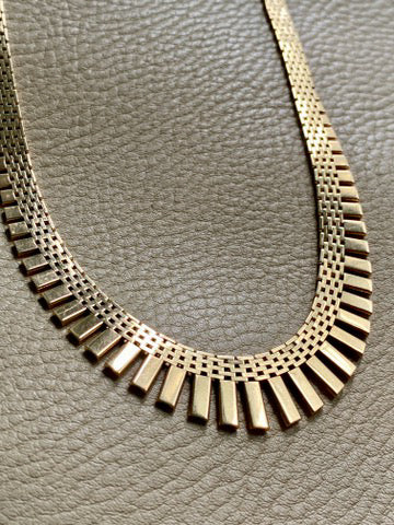 RADIANT! 14k Gold Cleopatra Link Necklace - Vintage Danish - 17 inch length