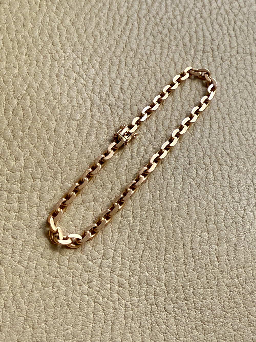 Italian Midcentury Vintage 18k gold biker link bracelet 4mm width - 7.4 inch length