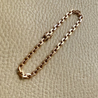 Italian Midcentury Vintage 18k gold biker link bracelet 4mm width - 7.4 inch length