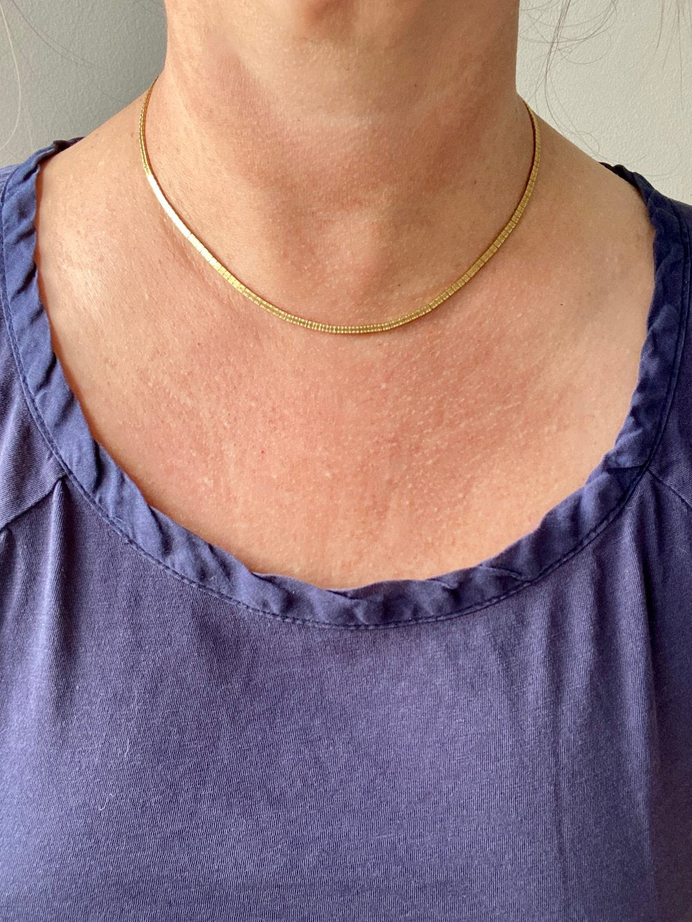 Vintage Omega Link Necklace in 18k Gold- Made in Trissino Italy, 1960s/1970s era - 16.5 inch length