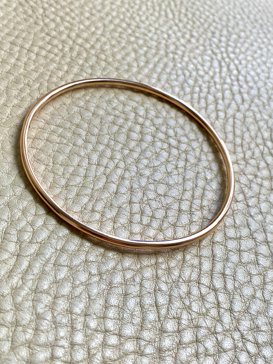 1955 Swedish Vintage 18k Gold Round Circular Solid Bangle - 7.5 inch interior circumference