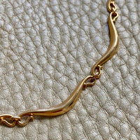 Curly swooped bar link choker necklace - Vintage 18k gold - 15 inch length