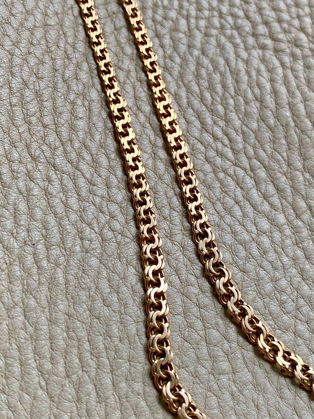 Vintage 1950s Double-link necklace - Solid 18k gold - 18 inch length