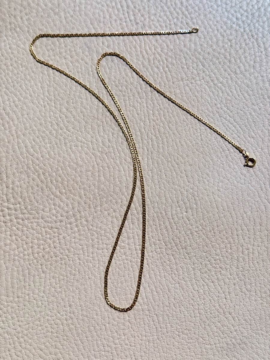 Long Skinny Vintage 18k gold Virola Link Necklace - 23.75 inch length