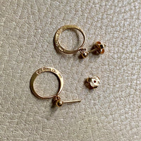 18k gold Circlet stud earrings - Early Victorian era Antique Swedish signed