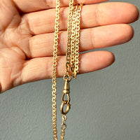 18k Gold Antique Virola Link Watch Chain Front Clasp Necklace - 15.6 inch length