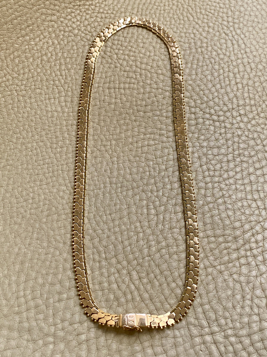 Breathtaking Vintage Honeycomb Link Necklace Made in Solid 18k Gold - 17 inch length