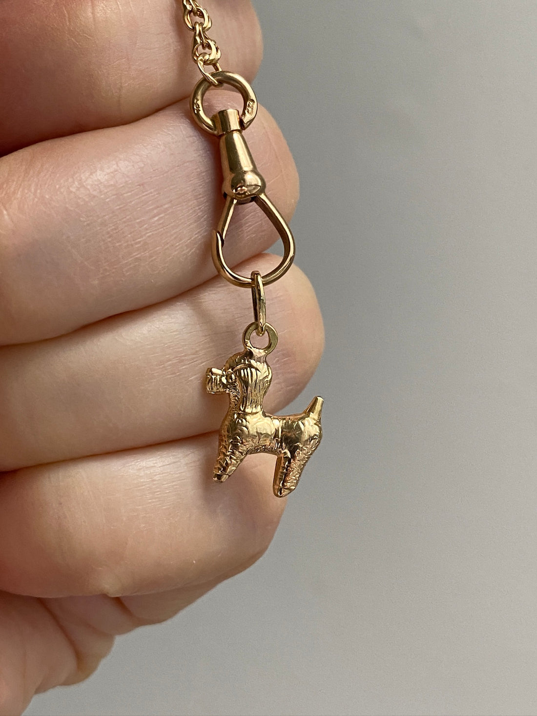 18k gold curly haired dog - poodle, doodle -  pendant or charm