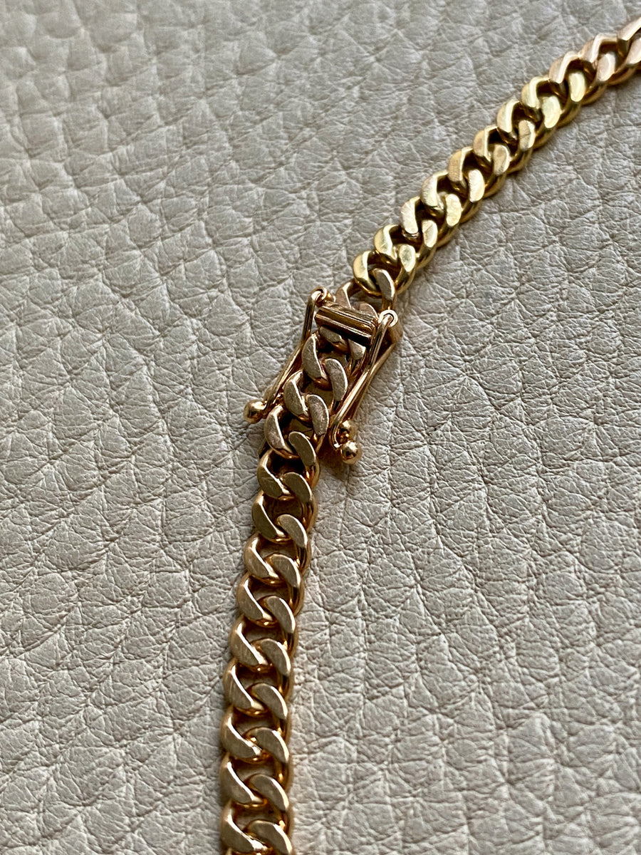 1957 Vintage Pressed Curb Link Bracelet in 18k Gold - 7.25 inch length