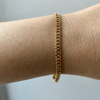 1957 Vintage Pressed Curb Link Bracelet in 18k Gold - 7.25 inch length