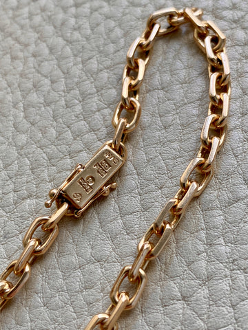 Swedish vintage 18k gold biker link bracelet 4.4mm width - 7.5 inch length