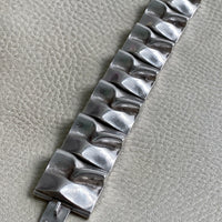 Brutalist Wide Organic Link Bracelet in Sterling Silver by Matti Hyvärinen for Sirokoru Oy - 7 inch length