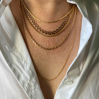 1958 Stockholm Sweden, Double Link Chain Graduated Width Necklace in 18k Gold - 17 inch length