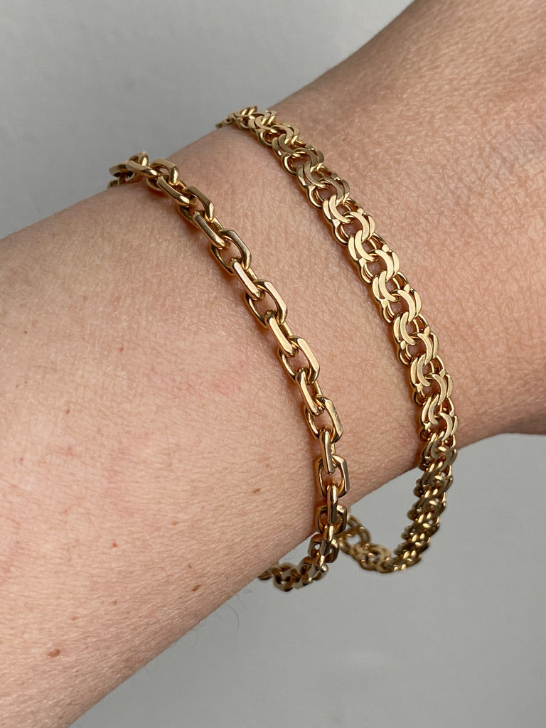 1954 Double link solid 18k gold bracelet by Rolf Miler- 7.6 inch length