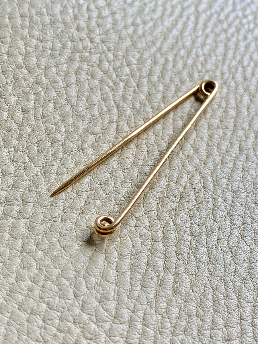 1965 Swedish Vintage 18k gold safety pin brooch or chain extender