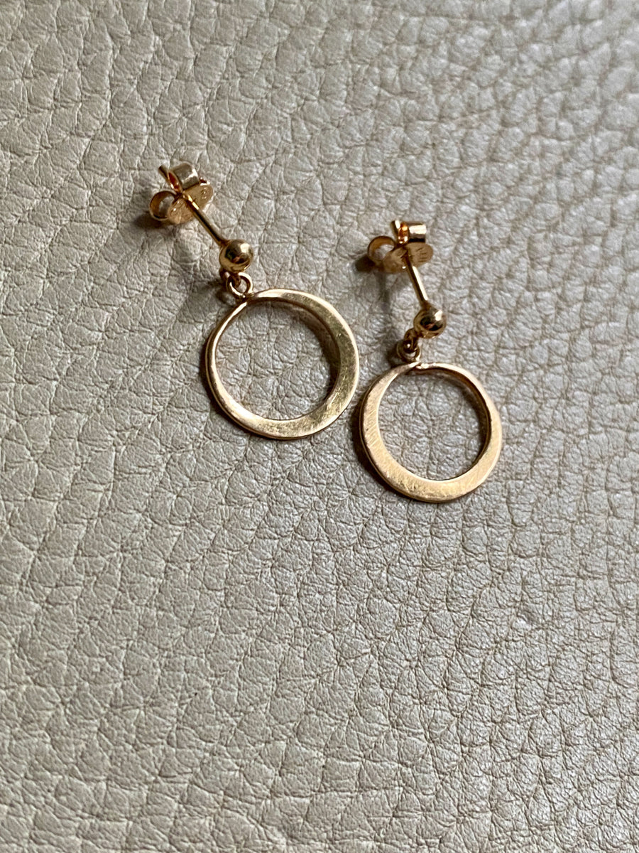 18k gold Circlet stud earrings - Early Victorian era Antique Swedish signed