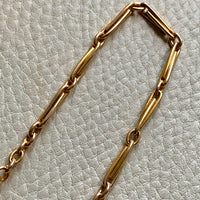 Spanish 19th Century Antique Watch Chain Double Fetter, Hayseed Link Necklace in 18k gold - 16 inch length