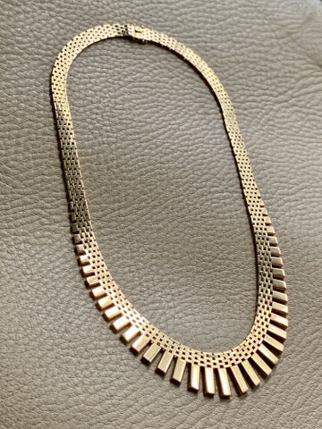 RADIANT! 14k Gold Cleopatra Link Necklace - Vintage Danish - 17 inch length
