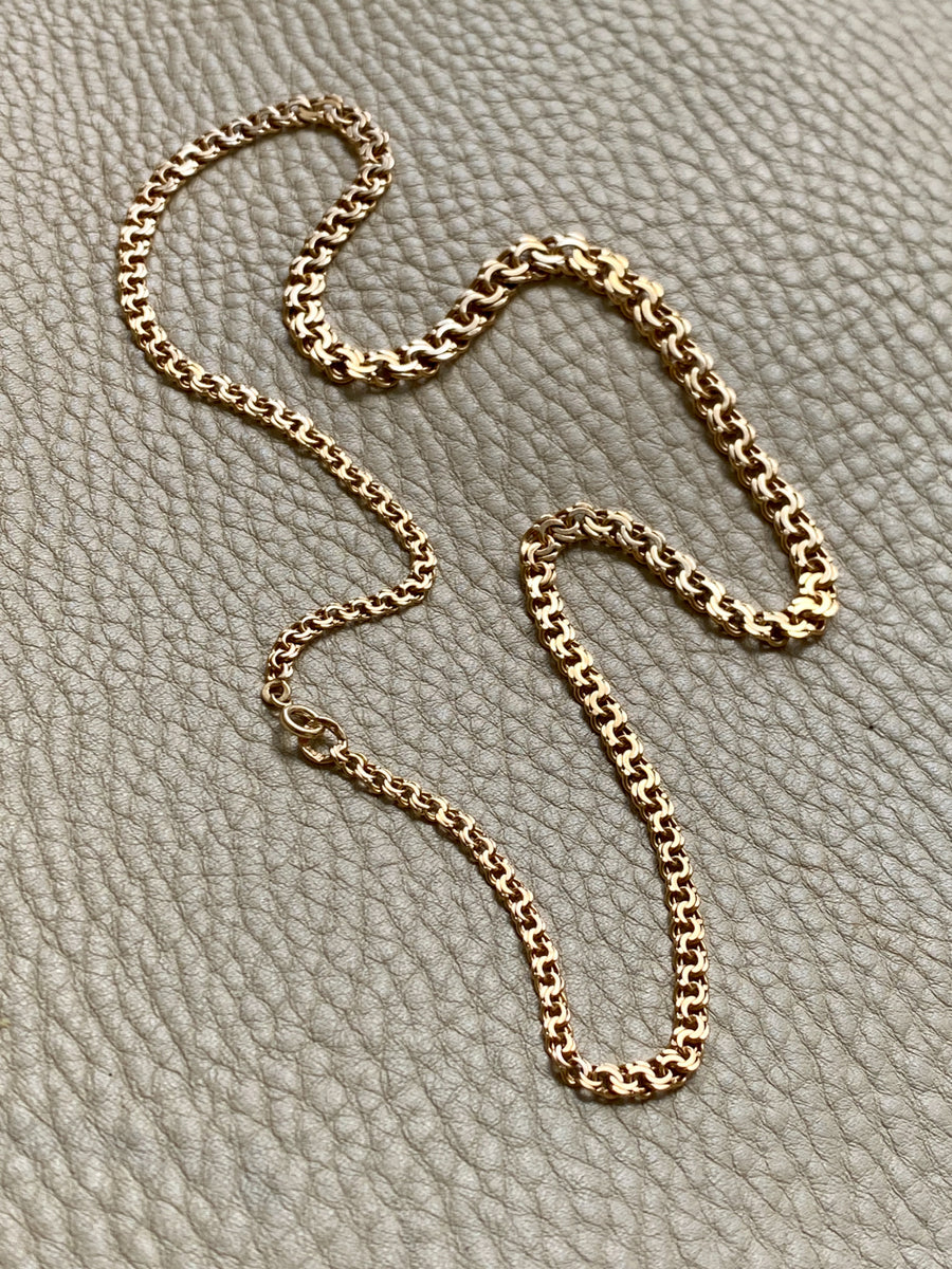 Vintage 1950s Double-link necklace - Solid 18k gold - 18 inch length