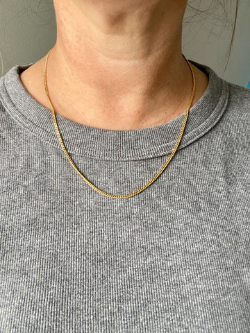 Vintage Italian Classic 18k gold curb link necklace, era 1944-1967 - 20 inch length