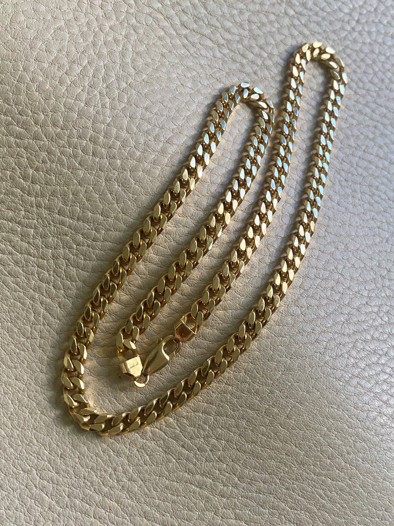 AMAZING! Heavy Italian Vintage Curb Link Necklace in Solid 18k Gold - 20 inch length