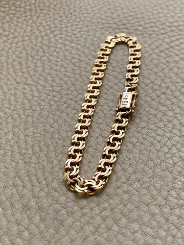 1954 Double link solid 18k gold bracelet by Rolf Miler- 7.6 inch length