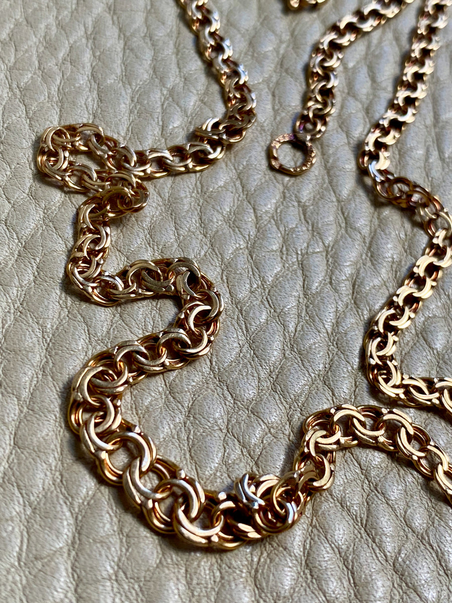 1964 Swedish 18k Gold necklace - Graduated double link chain necklace - 17.5 inch length