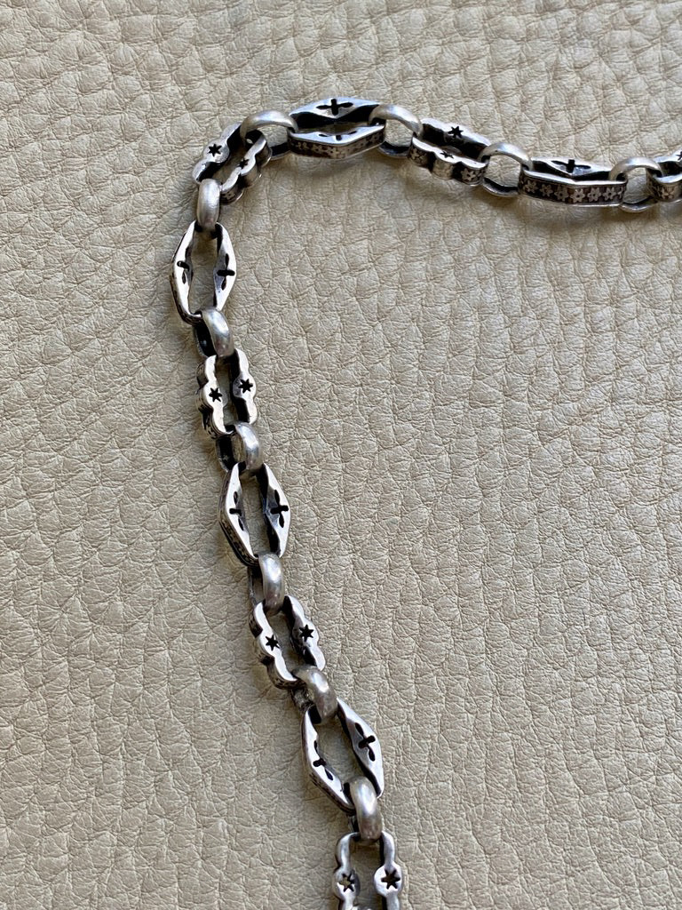 English Antique Sterling Silver Watch Chain (bracelet or necklace extender)- 12.3 inch length