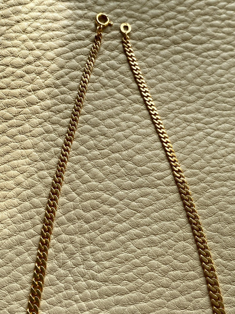 Vintage 18k gold pressed curb link necklace - 18.5 inch length