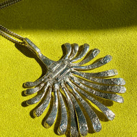 Vintage Sterling Silver Palm Pendant Necklace by Theresia Hvorslev - 1960s-70s era