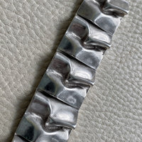 Brutalist Wide Organic Link Bracelet in Sterling Silver by Matti Hyvärinen for Sirokoru Oy - 7 inch length