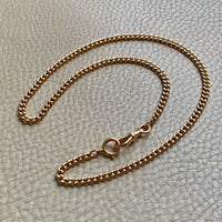 18k Gold Swedish Antique Round Curb Link Watch Chain Necklace - 17.5 inch length