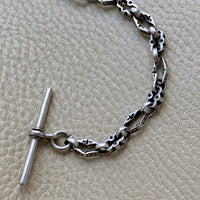 English Antique Sterling Silver Watch Chain (bracelet or necklace extender)- 12.3 inch length