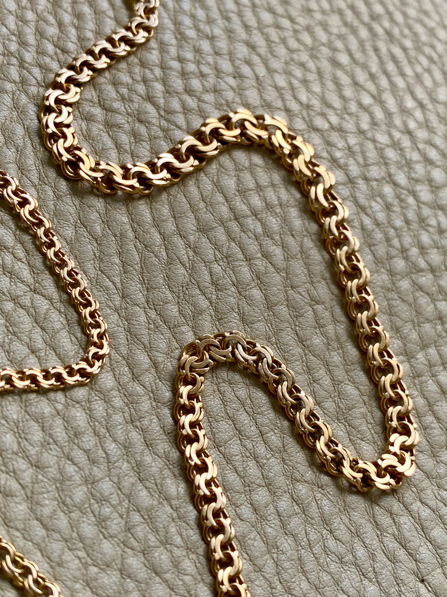 Vintage 1950s Double-link necklace - Solid 18k gold - 18 inch length